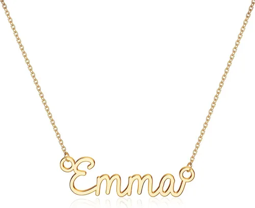 Turandoss - Collar personalizado con nombre, chapado en oro de 14 quilates, collar con dije de nombre delicado, joyería personalizada, regalo para