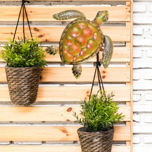 Miniatura 3 de Surakey Decoración de pared de tortuga marina de metal, decoración de pared de tortuga marina, adorno colgante de animales para el hogar