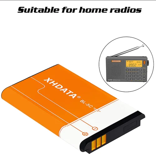 Miniatura 6 de XHDATA BL-5C Batería 3.7V 1000mAh Batería recargable de gran capacidad para radio para el hogar con protección actual 2 piezas (naranja)