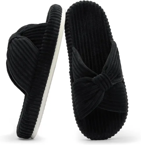Miniatura 18 de Chantomoo - Pantuflas para mujer de espuma viscoelástica para la casa con cordón, lazo y tiras cruzadas, zapatos de cama cómodos y de moda