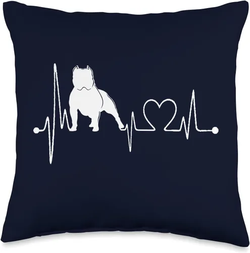 American Bully Funny Dogs My Cardio Gift & Tees American Bully Heartbeat EKG Funny Dogs My Cardio - Almohada de 16 x 16 pulgadas, multicolor