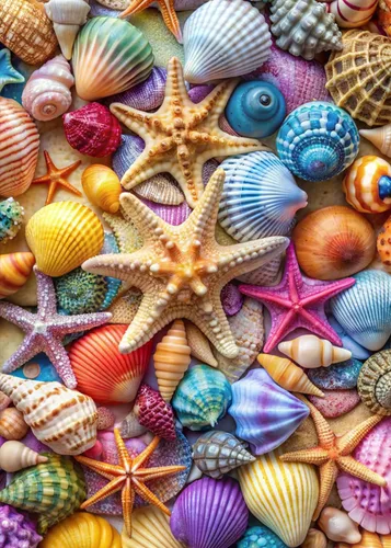 Rompecabezas para adultos de 1000 piezas, coloridos conchas y estrellas de mar, rompecabezas de 1000 piezas para adultos con letra en la parte