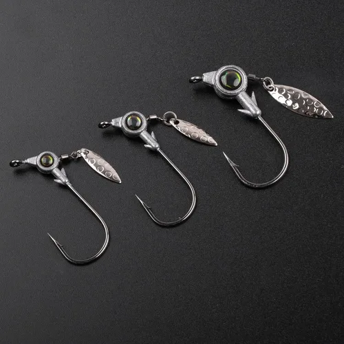 Miniatura 8 de Juego de cabezas de plantilla de pesca, 15/20 piezas de anzuelos de cabeza de plantilla de pesca Underspin jig Heads Jig Hook Lure con cabeza