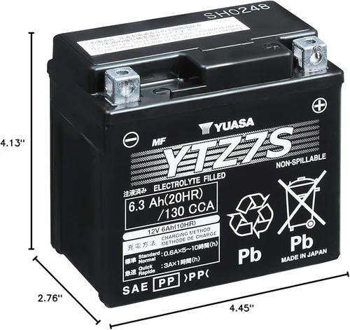 Miniatura 10 de Yuasa YUAM727ZS YTZ7S Batería AGM de alto rendimiento YTZ activada de fábrica