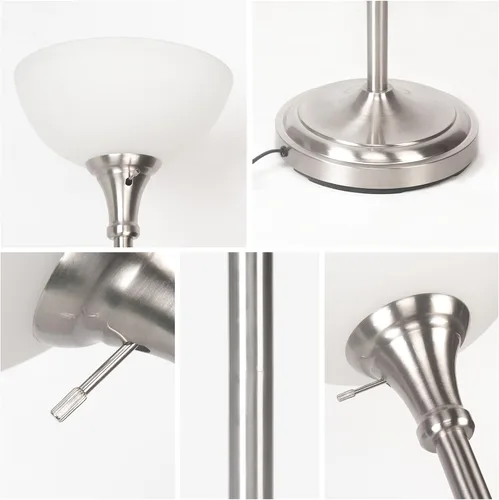 Miniatura 5 de HonoDing Lámpara de pie con pantalla de vidrio esmerilado en blanco mate - para decoración de habitación - Decoración para dormitorio - Lámpara