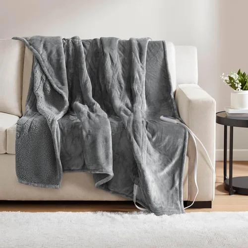 Miniatura 30 de Beautyrest Manta térmica, manta eléctrica, suave, cálida y reversible, manta térmica Sherpa para oficina, sofá, 3 ajustes de calor, apagado