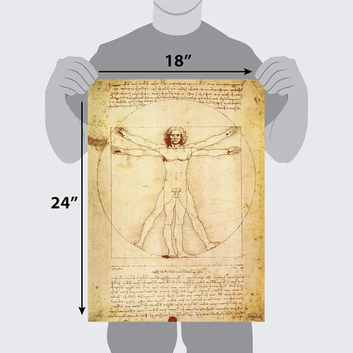 Miniatura 2 de Paquete de 3 – Vitruvian Man por Leonardo Da Vinci + The Old Guitarist por Pablo Picasso + póster de esqueleto de Van Gogh – impresiones artísticas