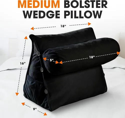 Miniatura 3 de Cheer Collection Almohada de cuña de lectura, almohada de TV con almohada ajustable, soporte de espalda de espuma viscoelástica para sofá y cama
