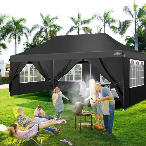 Miniatura 2 de COBIZI Tienda de campaña desplegable de 10 x 20 pies con 6 paredes laterales extraíbles, toldo comercial fácil de instalar, impermeable y gazebo