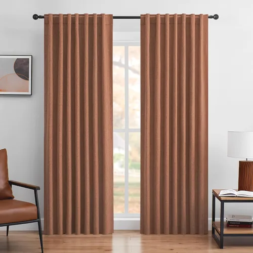Miniatura 21 de UHITECH - Cortinas opacas beige para sala de estar, cortinas cortas de 35 pulgadas para habitación, cortinas negras para ventanas pequeñas, paneles