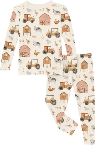 Miniatura 36 de KicKee Pants Conjunto de pijama de manga larga con estampado de piezas