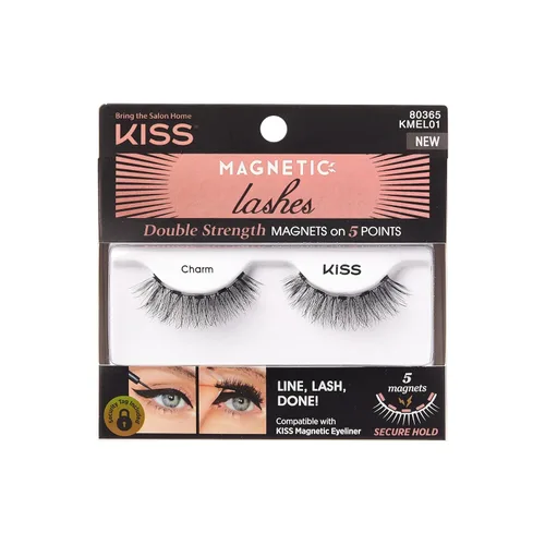 Miniatura 13 de Pestañas magnéticas KISS, Crowd Pleaser, 1 par de pestañas postizas sintéticas con 5 imanes de doble fuerza, resistentes al viento, pestañas falsas