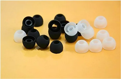 Puntas medianas para auriculares de goma de silicona de repuesto - 10 negras, 10 transparentes