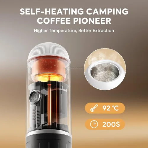 Miniatura 4 de Cafetera eléctrica portátil para café molido y cápsulas NS, tecnología de autocalentamiento rápido con USB-C, perfecta para RV, senderismo, camping