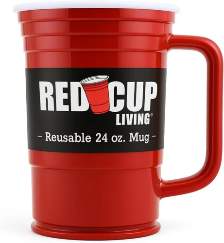 Red Cup Living Vaso de vidrio de fiesta de 24 onzas – Taza de fiesta irrompible reutilizable para bebidas frías y calientes, vasos de verano y