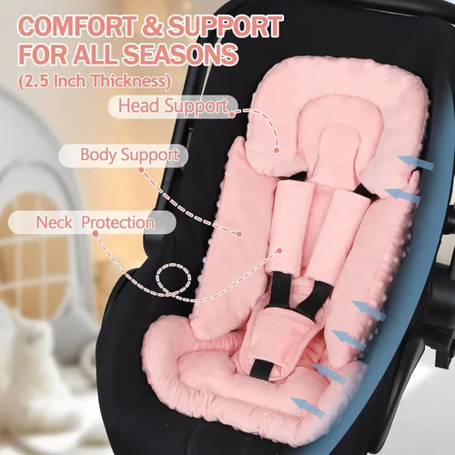 Miniatura 4 de Inserto de asiento de automóvil para niño y niña, inserto de asiento de automóvil para recién nacido 3 en 1 con almohadillas para correa, soporte
