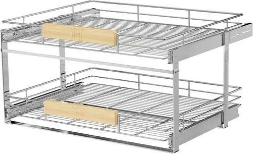 Miniatura 11 de LOVMOR Organizador de gabinete extraíble con mango de madera, 16½ pulgadas de ancho x 21½ pulgadas, organizador deslizante para cocina, despensa 1