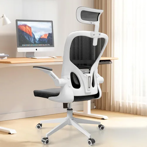 Miniatura 12 de Monhey Silla de oficina ergonómica con soporte lumbar, reposacabezas y brazos abatibles, altura ajustable, mecedora, giratoria, multiángulo de 90° a