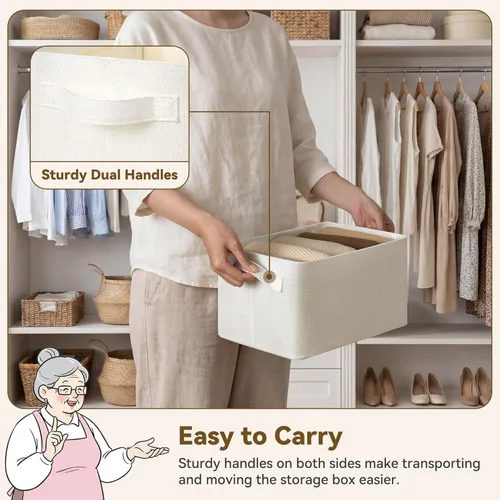 Miniatura 3 de GRANNY SAYS Storage Bins for Closet, Linen Closet Organizers and Storage Baskets with Metal Frame, Shelf Storage Bins for Organizing Bedroom Gris