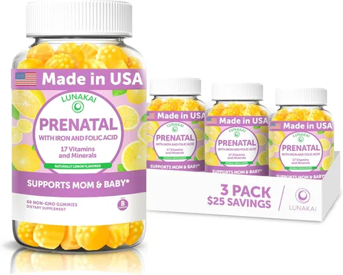 Miniatura 10 de Gomitas prenatales de vitaminas para mujeres con hierro y ácido fólico, masticables y sin OMG, vitaminas prenatales multivitamínicas sin gelatina