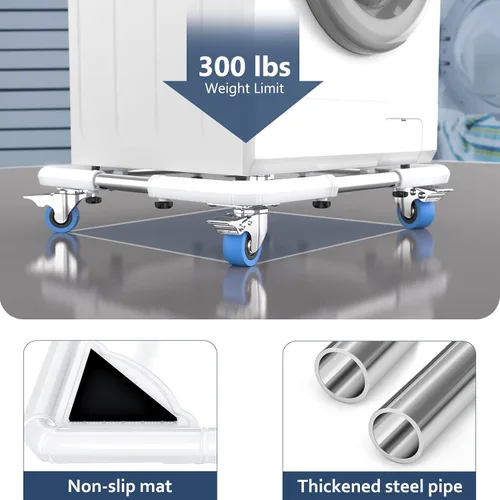 Miniatura 4 de SPACECARE Soporte para Mini Nevera Mueble Dolly Rodillo Móvil con 4 Ruedas con Seguro-Base Ajustable Soporte para Refrigerador Lavadora Carrito
