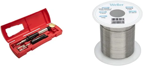 Weller PSI100K Super-Pro Kit de soldador de butano inalámbrico autoencendido con alambre de soldadura Weller Dia: 1.0 mm / 0.039 in, peso: 100 g /