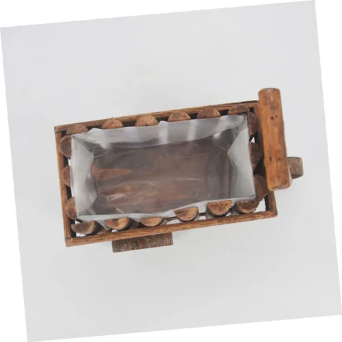 Miniatura 4 de GANAZONO Maceta de madera hecha a mano con diseño de carrito para el hogar y la oficina, contenedor multifuncional para plantas