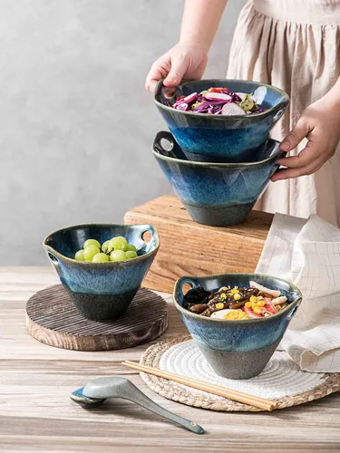 Miniatura 5 de Henten Home Juego de 2 cuencos de ramen de 20 onzas, cuencos de cerámica japoneses para fideos, cuencos profundos de porcelana con palillos