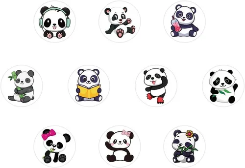 Miniatura 3 de Calcomanías de panda de dibujos animados (500 unidades), rollos de calcomanías de dibujos animados para adolescentes, decoraciones de fiesta