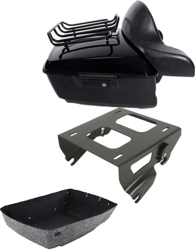 Miniatura 15 de TCMT King - Caja para maletero de motocicleta, almohadilla para respaldo, portaequipajes, altavoces, luces laterales, luz trasera para Harley