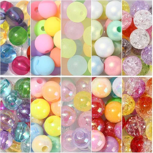 Miniatura 2 de LiQunSweet 200 cuentas acrílicas opacas de 0.315 pulgadas (0.315 in), cuentas redondas de color AB, cuentas sueltas espaciadoras para fabricación