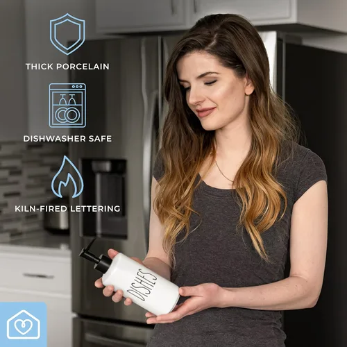 Miniatura 6 de Heartland Home Dispensador de jabón de cocina de porcelana de 16 onzas. Dispensador de detergente o dispensador de jabón para platos para fregadero