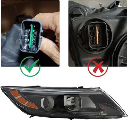Miniatura 2 de Para faros halógenos de lado del conductor izquierdo 2014 2015 Kia Optima EX LX Proyector Carcasa negra sin DRL (Solo para modelo de EE. UU.)