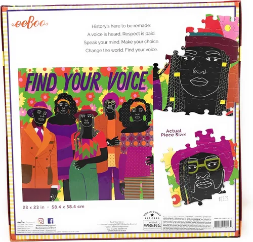 Miniatura 2 de eeBoo: Piece and Love Find Your Voice - Rompecabezas cuadrado de 1000 piezas para adultos y familias, incluye piezas brillantes, resistentes y polvo