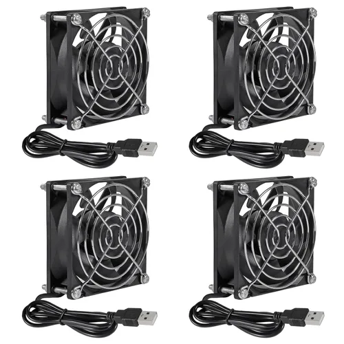 Miniatura 7 de 2 unids USB Fan DC 5V 8025 80MM Ventilador de enfriamiento 3.150x3.150x0.984 in USB Ventilador Comptuter Case CPU Ventilador de refrigeración
