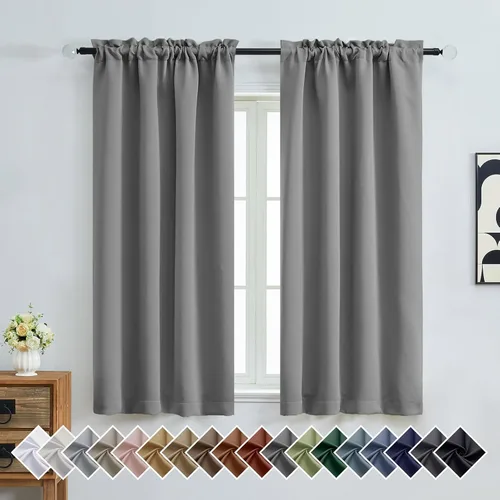 Miniatura 243 de OVZME Cortinas opacas turquesa para tratamiento de ventanas pequeñas, cortinas cortas con bloqueo de luz para ventana de cocina sobre el fregadero