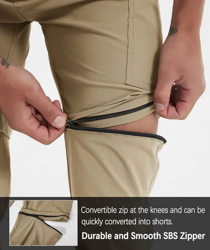 Miniatura 57 de Pantalones de senderismo para hombre, convertibles, con cremallera, ligeros, impermeables, de secado rápido, pesca al aire libre, viajes, safari