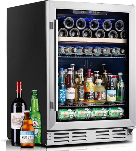 Kalamera Mini Refrigerador para Bebidas y Vino Enfriador Incorporado o Independiente - Refrigerador Enfriador de Vino con Capacidad para 118 Latas y