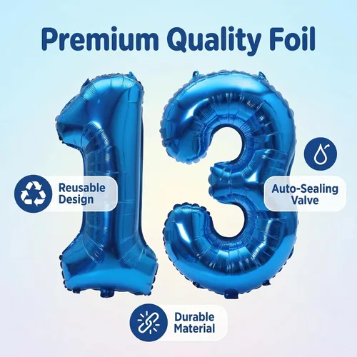 Miniatura 6 de YPSelected Globo grande de 32 pulgadas de helio con números 0-9 de papel de aluminio azul para cumpleaños, bodas y fiestas (Azul, 3)