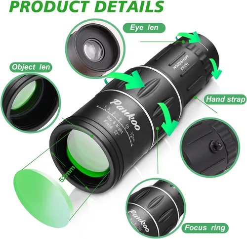 Miniatura 2 de Telescopio monocular de 16 x 52 pulgadas de alta potencia para adultos, monoculares compactos de prisma de potencia 2023 para adultos, alcance
