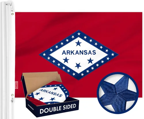 Miniatura 14 de G128 Bandera del Estado de Alabama 3 x 5 pies Serie Double ToughWeave de doble cara con costura de 210D de poliéster Rayas cosidas