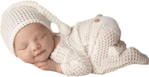 Miniatura 8 de Moda recién nacido niños niñas bebé sesión de fotos accesorios trajes ganchillo ropa sombrero de cola larga pantalones accesorios de fotografía