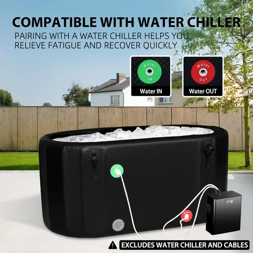 Miniatura 3 de TIGERXBANG Bañera de hielo inflable, compatible con enfriador de agua, portátil de 237.8 galones para atletas, entusiastas del baño de hielo adultos