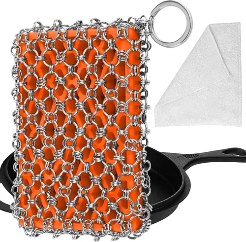 Limpiador de Cadena de Hierro Fundido Más Flexible, Limpiador de Cadena de Hierro Fundido 316L, Limpiador de Cadena para Sartenes, Ollas, Cacerolas