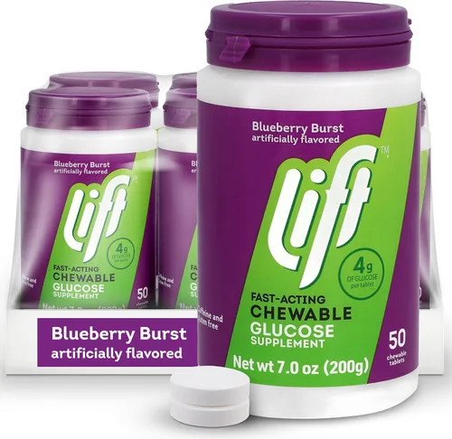 Miniatura 13 de Lift Glucosa, tabletas energéticas masticables de glucosa de acción rápida, arándano, tubo de 10 unidades (paquete de 12)