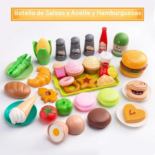 Miniatura 5 de Funpynani - Juego de cocina de 130 piezas para niños pequeños, juego de ollas y sartenes de juguete, utensilios de cocina, alimentos diarios, Rosa