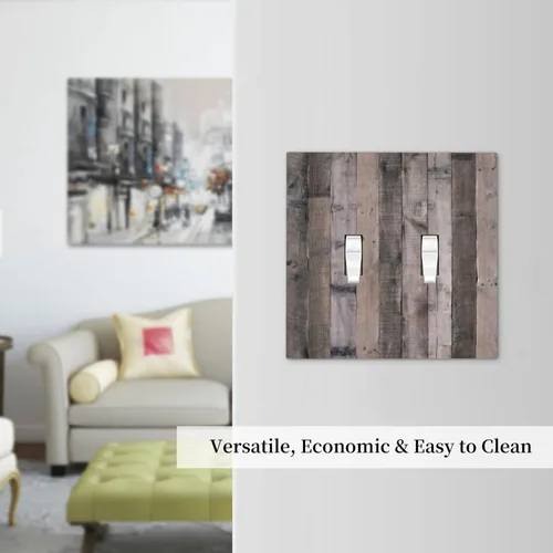 Miniatura 499 de Placa Decorativa de Pared de Granja Rústica con Cuerno de Madera para Puerta de Granero 1 Banda Duplex Cubiertas de Toma Eléctrica Soltera