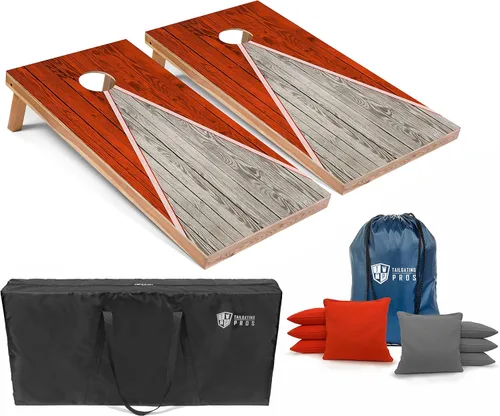 Miniatura 46 de Tailgating Pros Juego de tablero de Cornhole ligero con diseño piramidal con bolsas de frijoles y estuche de transporte, juego de cornhole