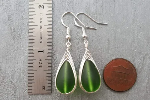 Miniatura 53 de Yinahawaii Handmade Sea Glass Earrings, Hawaiian Jewelry, Wire Braided Earrings Teardrop Earrings, Beach Jewelry Sea Glass Jewelry For Women Cobalt