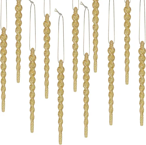 Miniatura 18 de 30 piezas de carámbanos de plástico trenzados para árbol de Navidad; adornos colgantes para árbol de Navidad, fiesta de Navidad, boda, fiesta